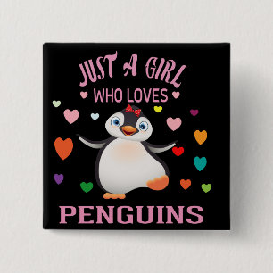 Just A Girl Who Loves Penguins T-Shirt Trucker Ha 15 Cm Square Badge