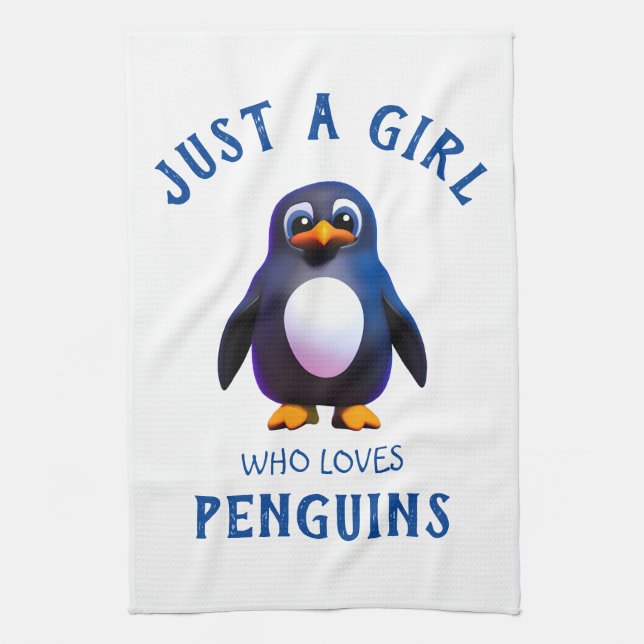 Just a girl who loves Penguins Tea Towel (Vertical)