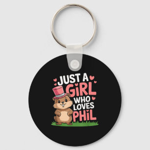 Just A Girl Who Loves Phil Cute Cartoon Humor Tee Key Ring