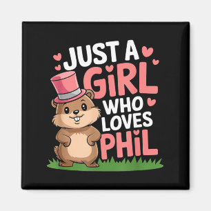 Just A Girl Who Loves Phil Cute Cartoon Humor Tee Magnet