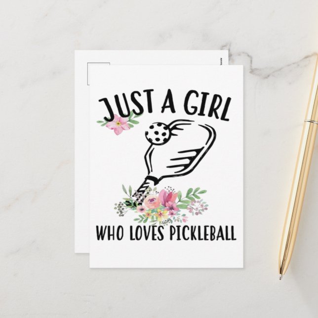 Just a girl who loves Pickleball Holiday Postcard (Front/Back In Situ)
