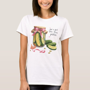 Just A Girl Who Loves Pickles Cute Sparkle Typo T-Shirt