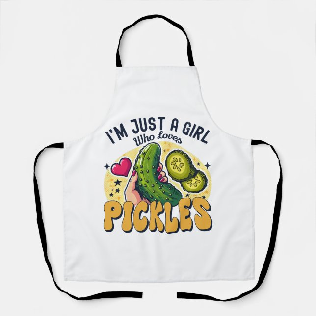 Just A Girl Who Loves Pickles - Funny Vegan Apron (Front)