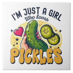 Just A Girl Who Loves Pickles - Funny Vegan Ceramic Tile