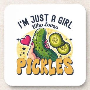 Just A Girl Who Loves Pickles - Funny Vegan Coaster