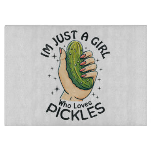 Just A Girl Who Loves Pickles - Funny Vegan Cutting Board