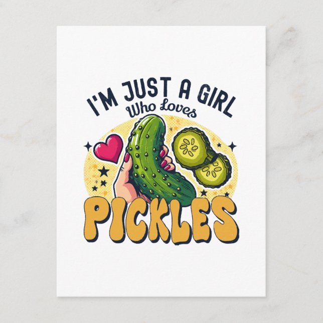Just A Girl Who Loves Pickles - Funny Vegan Enclosure Card (Front)