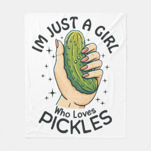 Just A Girl Who Loves Pickles - Funny Vegan Fleece Blanket
