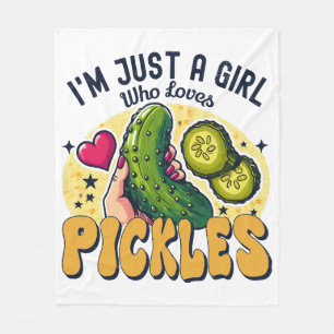 Just A Girl Who Loves Pickles - Funny Vegan Fleece Blanket