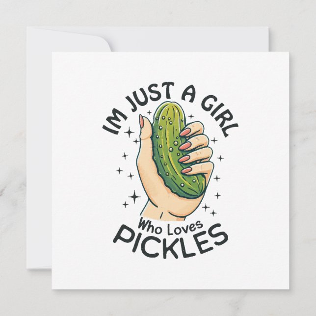 Just A Girl Who Loves Pickles - Funny Vegan Invitation (Back)