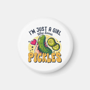 Just A Girl Who Loves Pickles - Funny Vegan Magnet