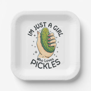 Just A Girl Who Loves Pickles - Funny Vegan Paper Plate