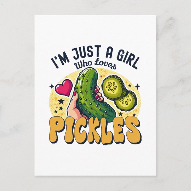 Just A Girl Who Loves Pickles - Funny Vegan Postcard (Front)