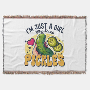 Just A Girl Who Loves Pickles - Funny Vegan Throw Blanket