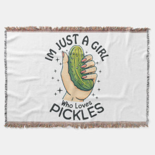 Just A Girl Who Loves Pickles - Funny Vegan Throw Blanket