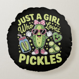 Just A Girl Who Loves Pickles Round Cushion