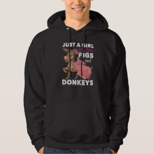 Just A Girl Who Loves Pigs And Donkeys Farm Animal Hoodie