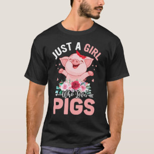 Just A Girl Who Loves Pigs Farm With Red Scarf Flo T-Shirt