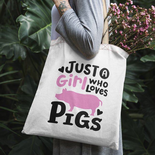 Just a girl who loves pigs funny pig tote bag (Creator Uploaded)