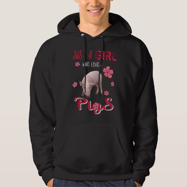 Just A Girl Who Loves Pigs  Leopard Flowers Pig Hoodie (Front)