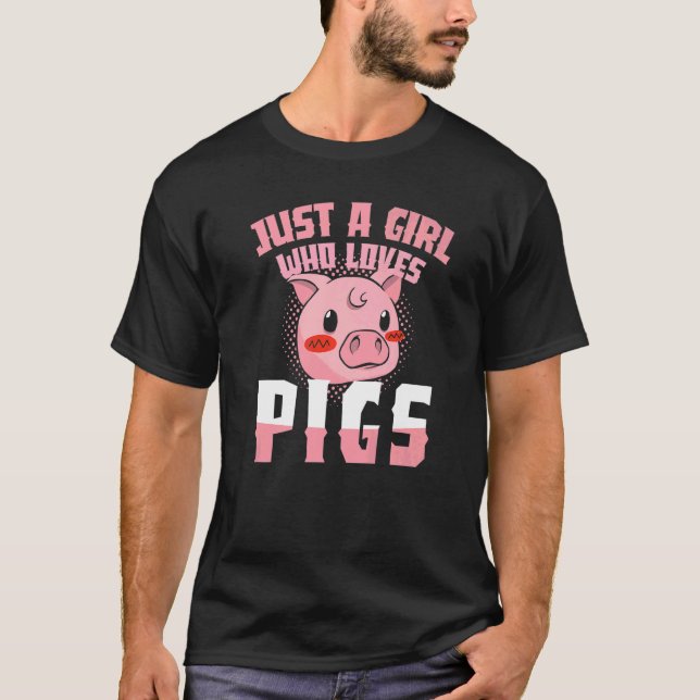 Just A Girl Who Loves Pigs Piggy Cute Guinea Pig F T-Shirt (Front)