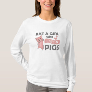 Just A Girl Who Loves Pigs Pink Hearts Piglets T-Shirt