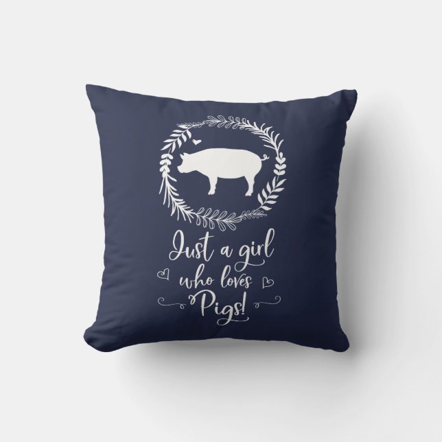 Just A Girl Who loves Pigs Silhouette Cushion (Front)