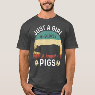 Just A Girl Who Loves Pigs, Women Kids Sunset Pigs T-Shirt