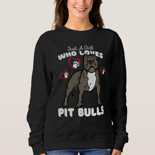 Just A Girl Who Loves Pit Bulls Cute Dog Breed Kid Sweatshirt (Front)