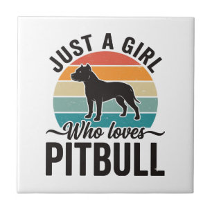 Just a Girl Who Loves Pitbull Vintage Dog Design_1 Ceramic Tile