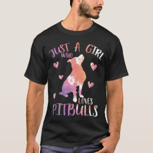 Just A Girl Who Loves Pitbulls Watercolor Pitbull T-Shirt