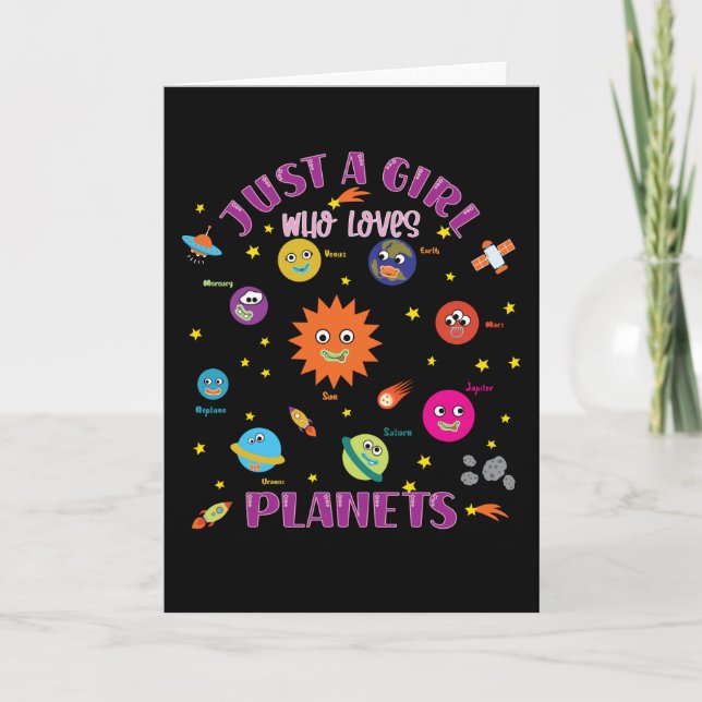 Just A Girl Who Loves Planets Solar System Card (Front)