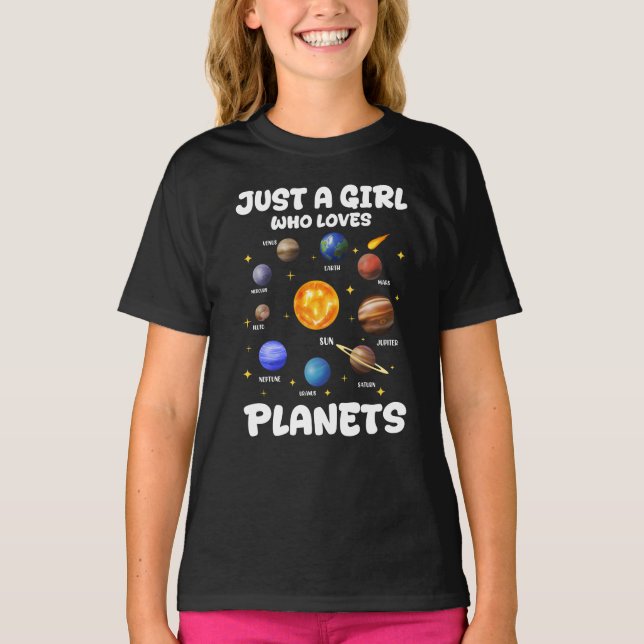 Just A Girl Who Loves Planets Solar System T-Shirt (Front)