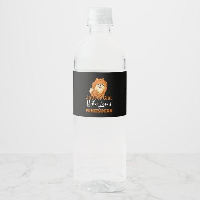 Just A Girl Who Loves Pomeranian Gift Water Bottle Label (Front)