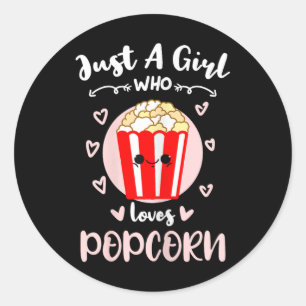 Just A Girl Who Loves Popcorn Classic Round Sticker