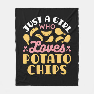 Just a Girl Who Loves Potato Chips Fleece Blanket