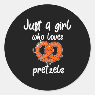 Just A Girl Who Loves Pretzels Funny Breakfast Pre Classic Round Sticker