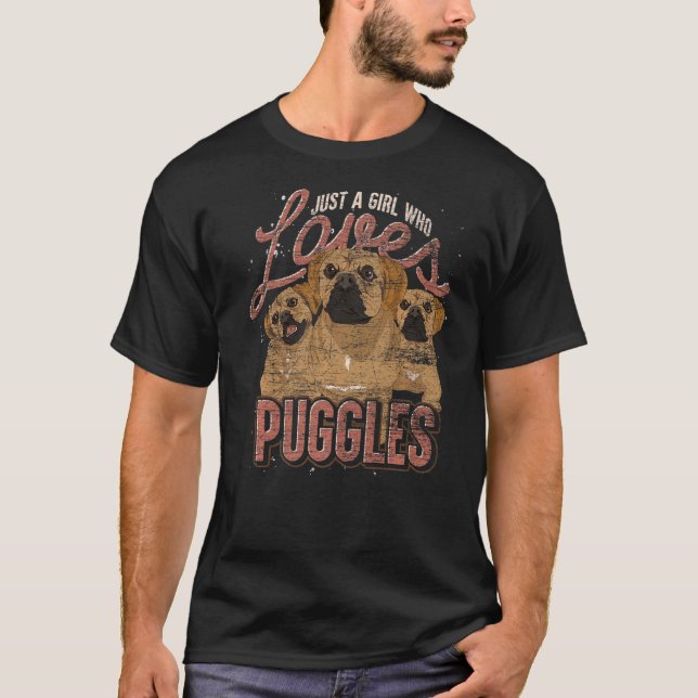 Just A Girl Who Loves Puggles Dog  Dog Owner Puggl T-Shirt (Front)