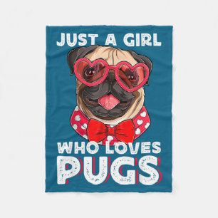 Just A Girl Who Loves Pugs Cute Pet Lover Fleece Blanket