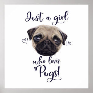 Just A Girl Who Loves Pugs Poster