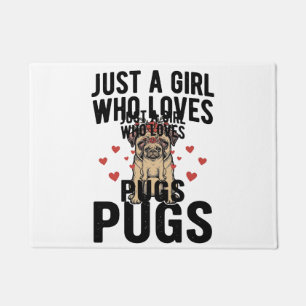 Just A Girl Who Loves Pugs Vintage Dog Shirt Desig Doormat