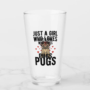 Just A Girl Who Loves Pugs Vintage Dog Shirt Desig Glass