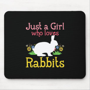 Just A Girl Who Loves Rabbits And Flowers Mouse Pad