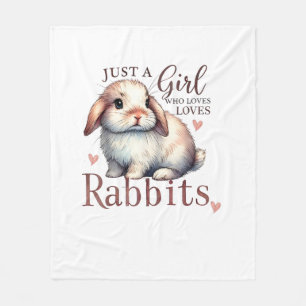 Just A Girl Who Loves Rabbits Cute Toddlers Kids M Fleece Blanket
