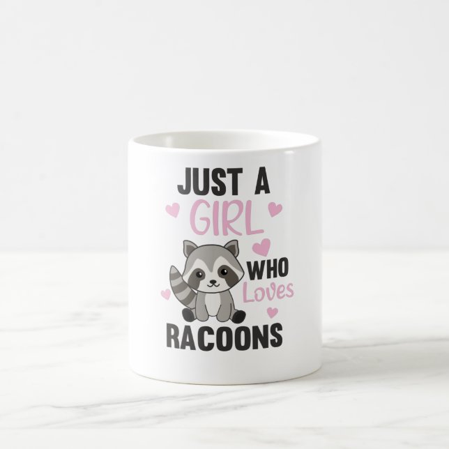 Just A Girl Who Loves Racoons Kawaii Racoon Coffee Mug (Center)