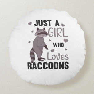 Just A Girl Who Loves Racoons Kawaii Racoon Round Cushion