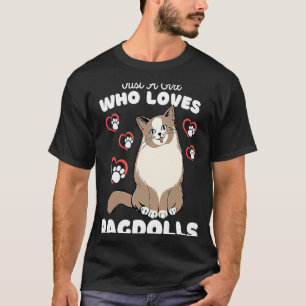 Just A Girl Who Loves Ragdolls Cute Kitten Kids T-Shirt