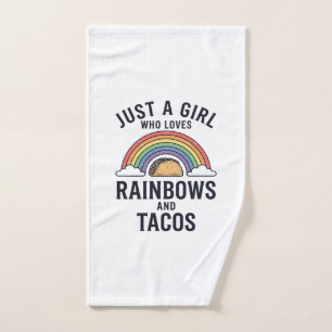 Just a Girl Who Loves Rainbows and Tacos Shirt_1 Hand Towel