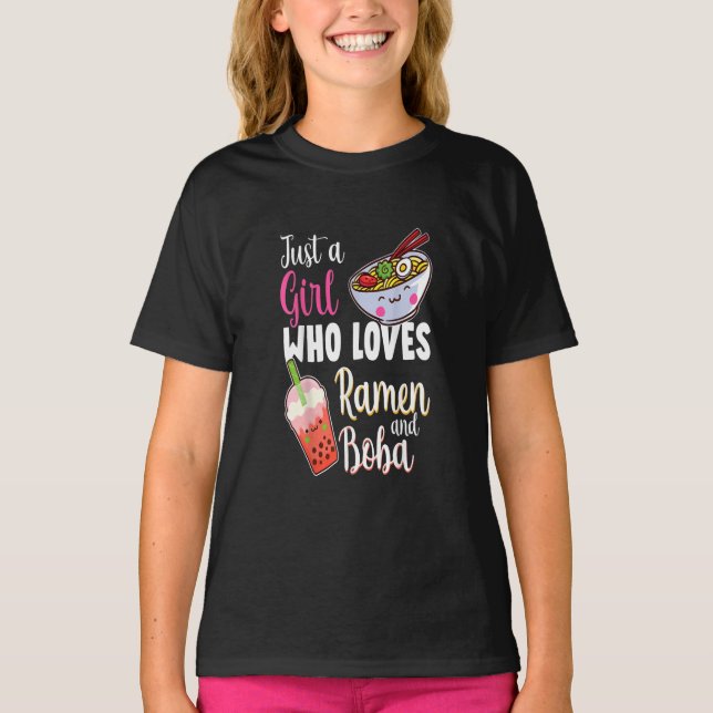 Just A Girl Who Loves Ramen And Boba Anime Bubble T-Shirt (Front)