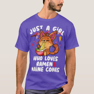 Just a girl who loves ramen & main coon ramen cat  T-Shirt